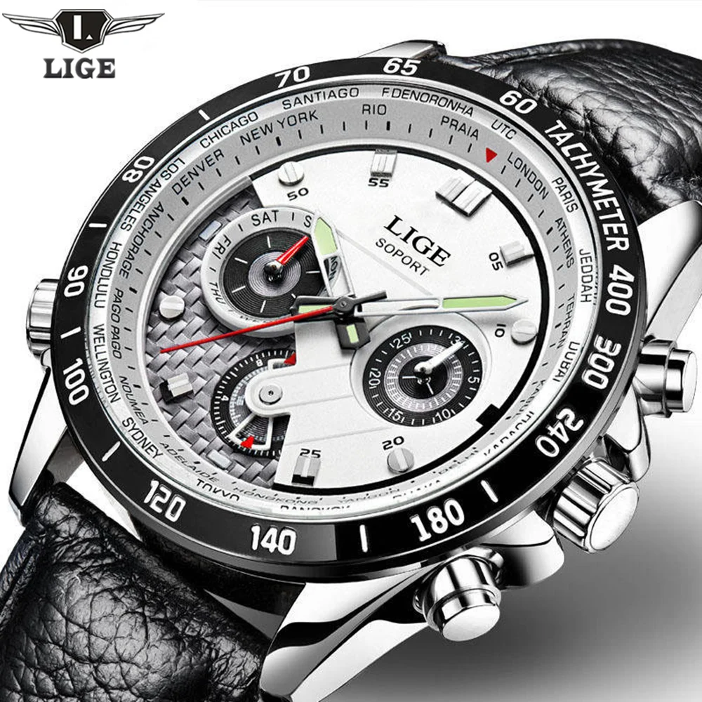 Achat LIGE De Mode Chronographe Sport Mens Montres Haut Marque De Luxe Quartz Montre Reloj Hombre 2017 Horloge Mâle Heure Relogio Masculino
