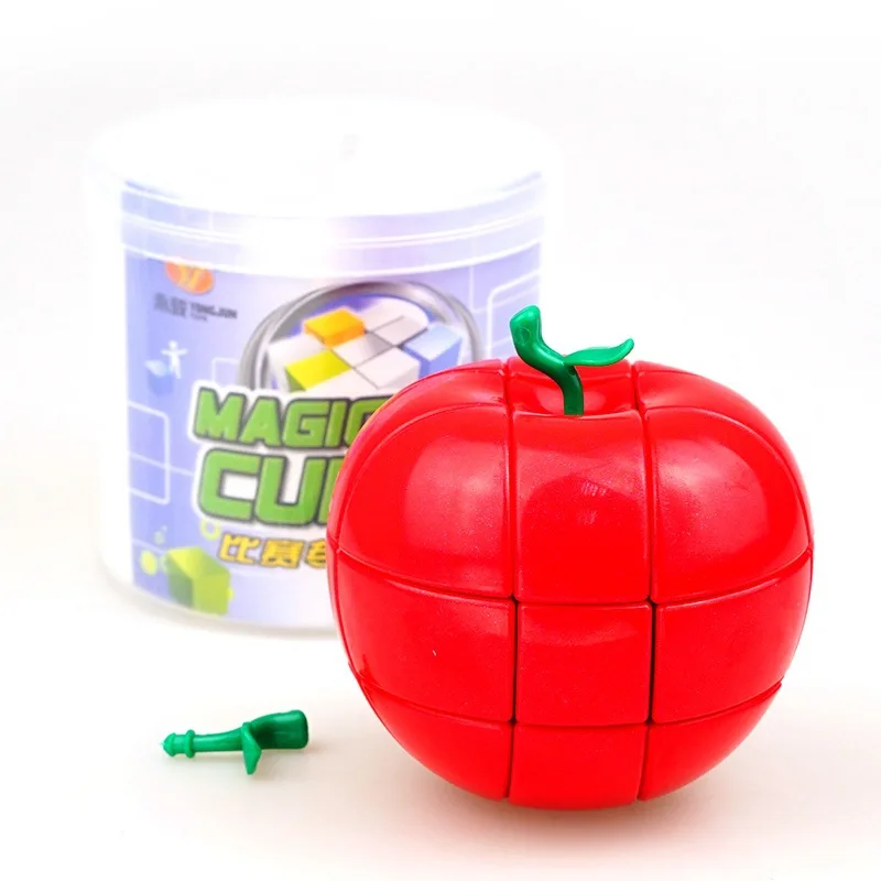 YongJun YJ 3x3x3 красное яблоко стиль странной формы магические Кубики-пазлы для детей Детские гладкие развивающие игрушки speed Cubo Magico - Цвет: Red
