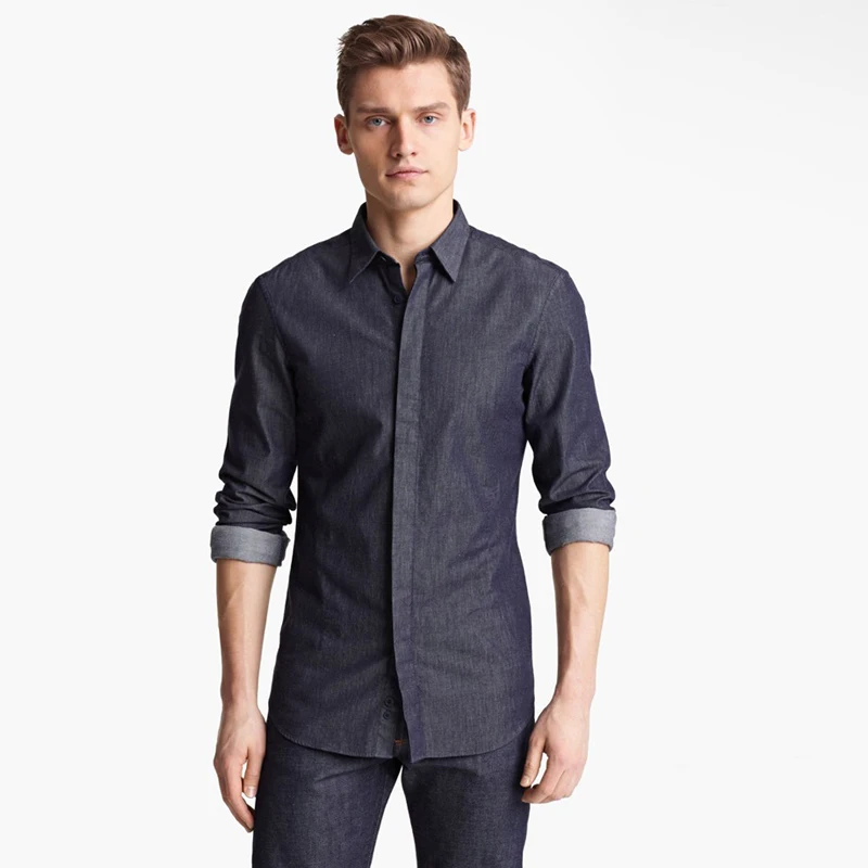 dark grey shirt with light grey pants