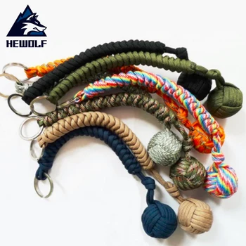 

Hewolf Outdoor Security Protecting Monkey Fist Self Defense Tool Lanyard Survival Key Chain For Girl Women Female 7 Colors