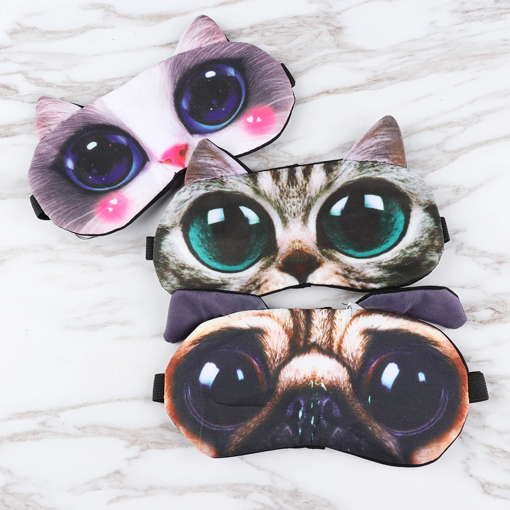 1PC Unisex 3D Cute Cartoon Creative Soft Cat Sleep Eye Mask Eyeshade Cover Shade Natural Sleeping Eye Patch Travel Blindfold