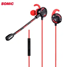 Somic G618 Игровые наушники-вкладыши с микрофоном для компьютера ноутбука 3,5 мм Проводная гарнитура для планшета мобильного телефона