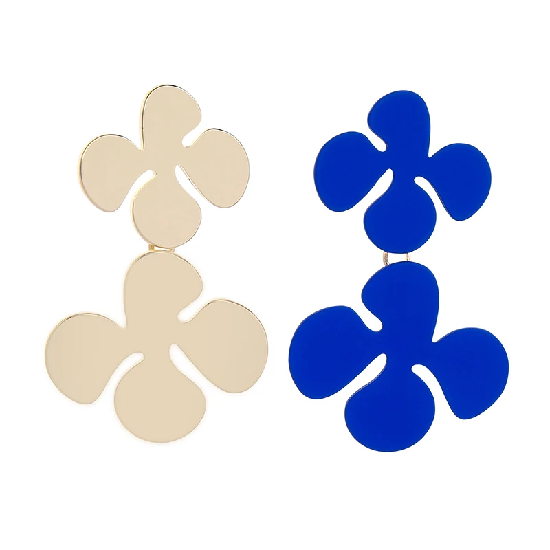 Fashion Women Jewelry Two-tone Geometric Flower Copper Drop Earrings For Girls Party 2019 Newest Dangle Accessories | Украшения и