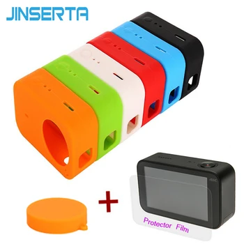 

JINSERTA Soft Silicone Case Skin with Lens Cap Cover+Tempered Glass Screen Protector Film for Xiaomi Mijia Sport Action Camera