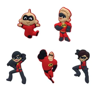 

5pcs/lot Incredibles Hot Cartoon PVC Brooches Pinback Badges Clothes Hats Accessory Backpack Decor Pins Kid Xmas Gift