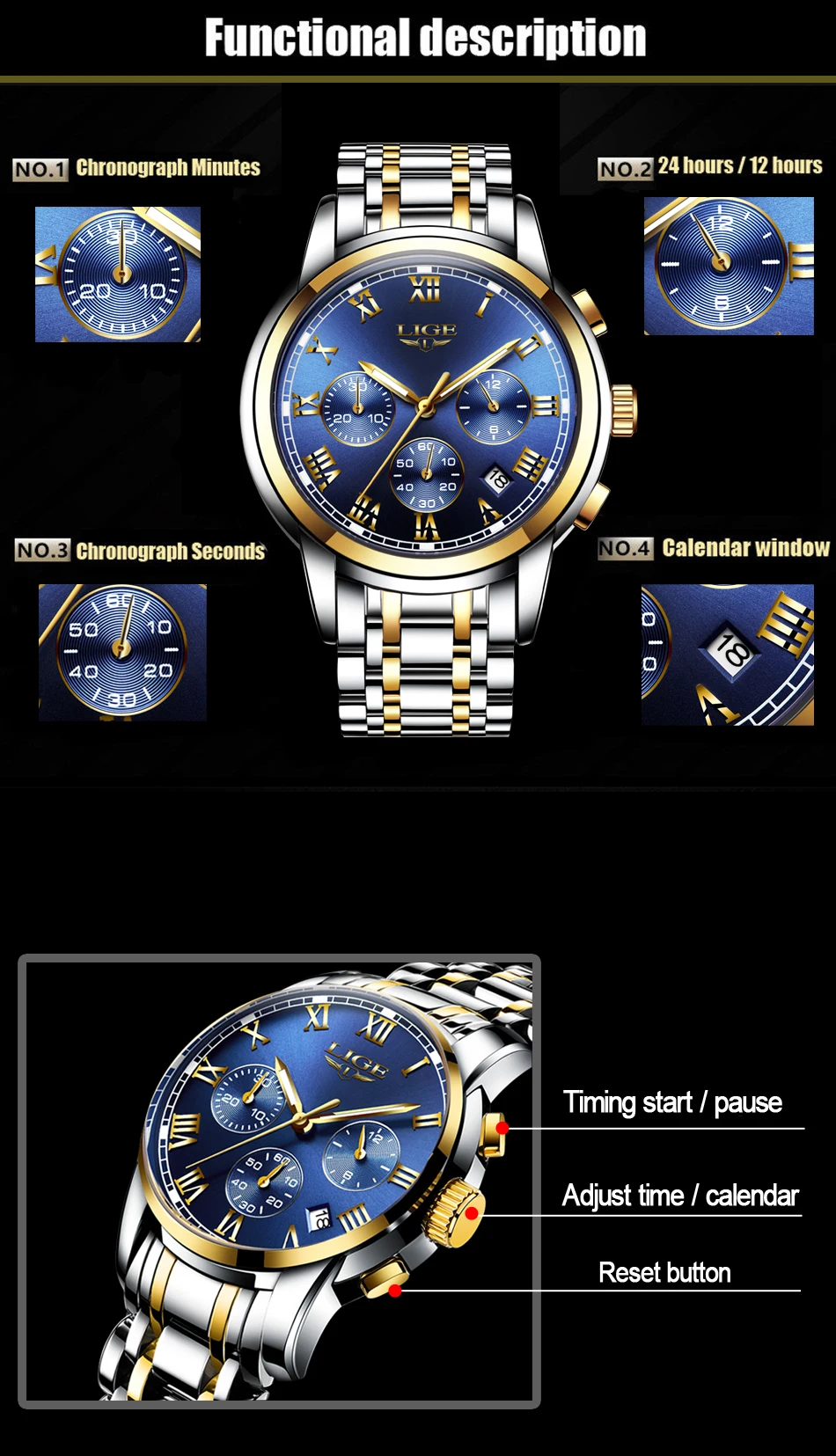 Men's Multi-function Chronograph Quartz Watch