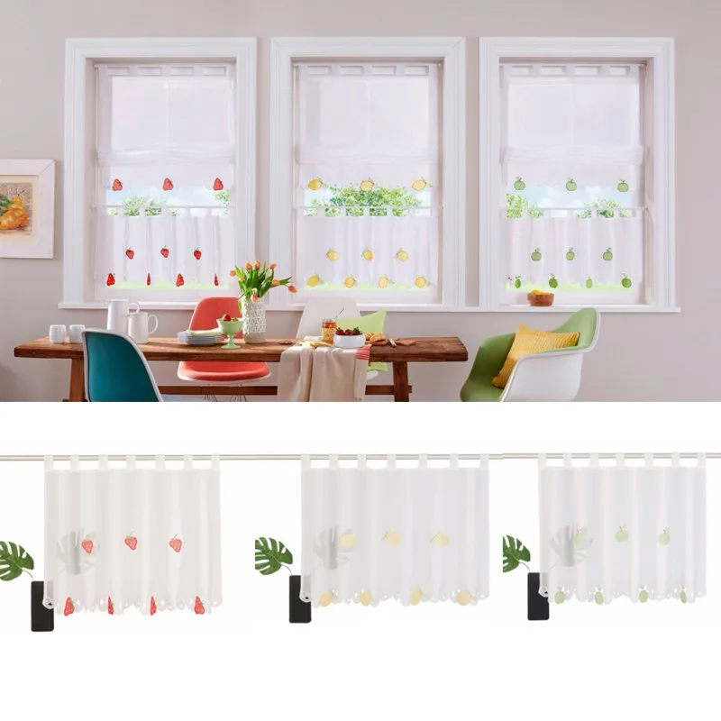 Шторы с вышивкой, тканевые короткие кофейные красивые цветные цветы, оконные шторы для кухни, бара, Короткие шторы, домашний текстиль