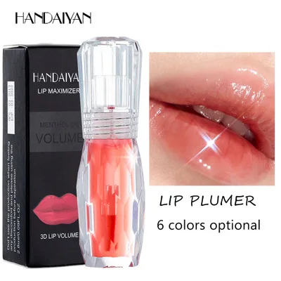 HANDAIYAN Moisturizer Plumper Lip Gloss Long Lasting Sexy Big Lips Pump Transparent Waterproof Volume Vivid Colorful Lipgloss