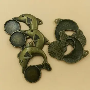

Cabochon Fits 16mm Dia Setting Base Blank Pendant Trays Dolphin Charm Zinc Alloy Diy 10PCS/bag (T162) 2015 New Free Shipping
