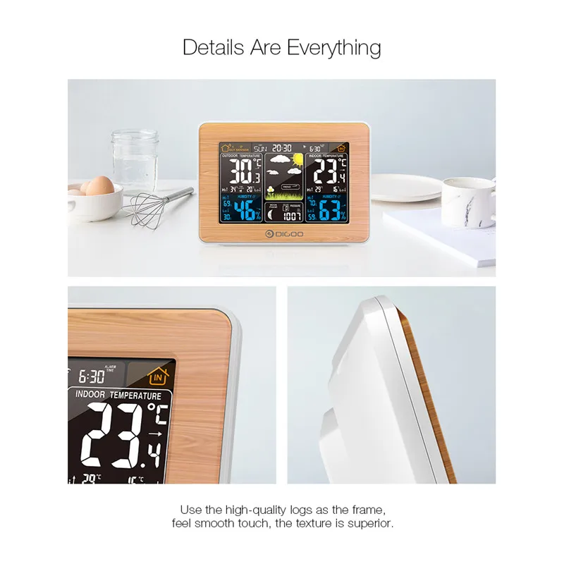 DIGOO DG-EX002, метеостанция, цветные цифровые часы, датчик температуры и влажности, термометр, Настольный счетчик, ЖК-будильник