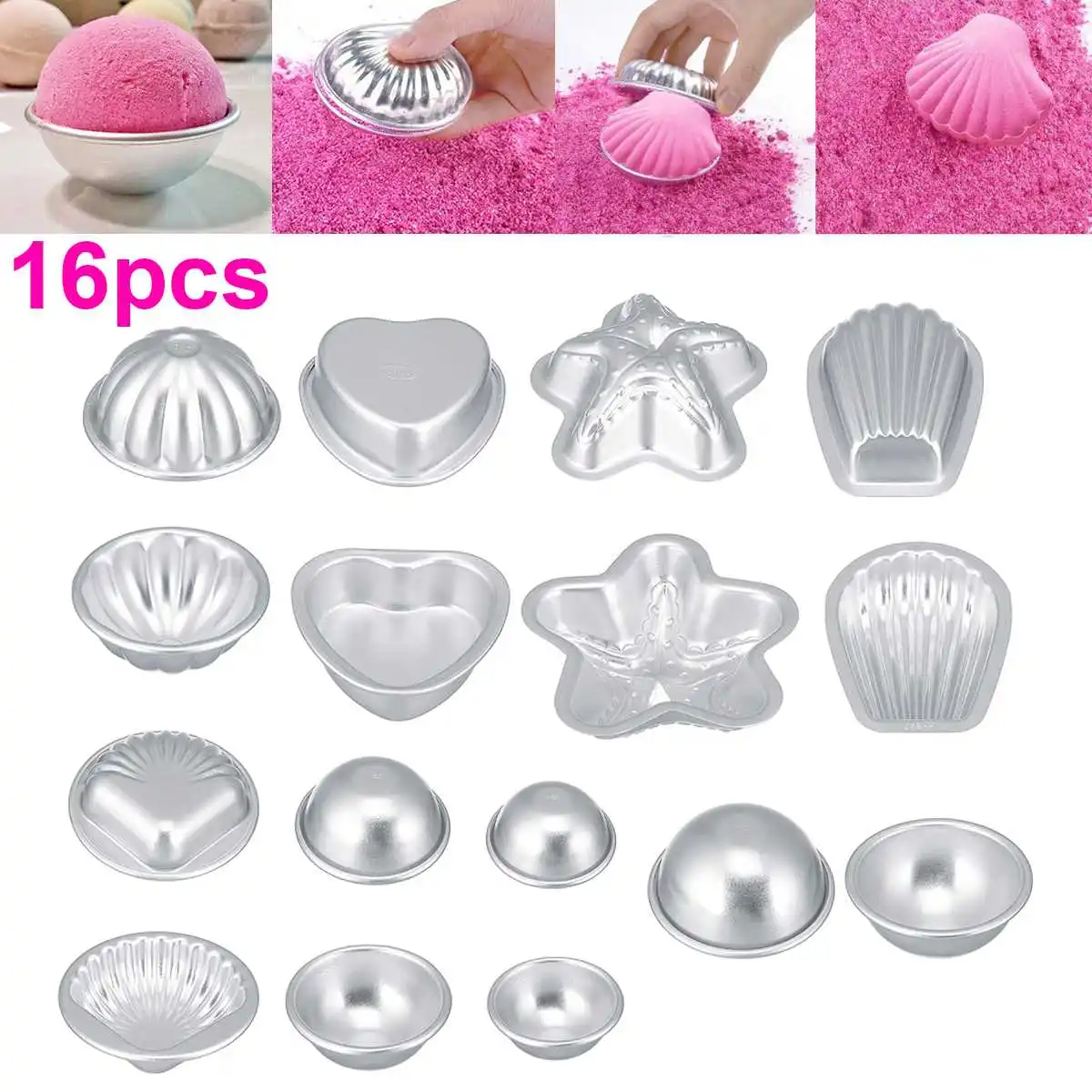 

16pcs/pack Bath Bombs Metal Aluminum Alloy Bath Bomb Mold 3D Ball Sphere Shape DIY Bathing Tool Accessories Mold