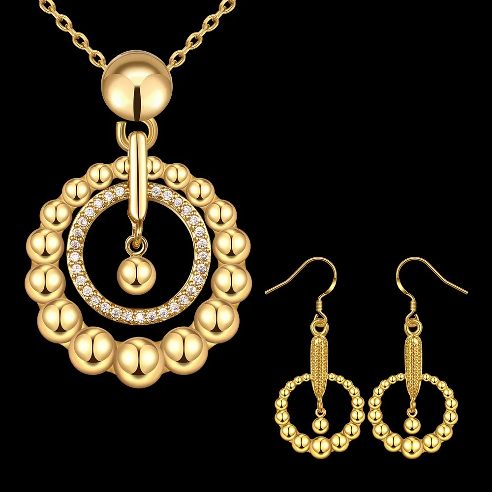 

Deelan jewelry sets for women girls gold color classic Austrian Crystal beads necklace earrings rhinestone jewellery set bijoux