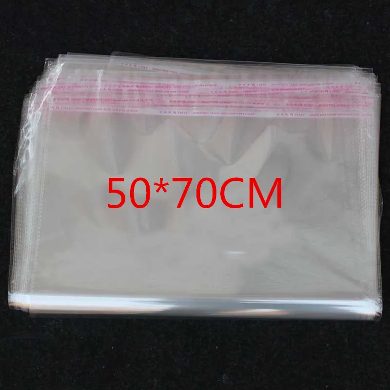 

10PCS/LOT Thicken Transparent OPP Self Adhesive Seal Bag Poly Bags Accessories Packing Bag Ziplock 7 Wire 50*70CM