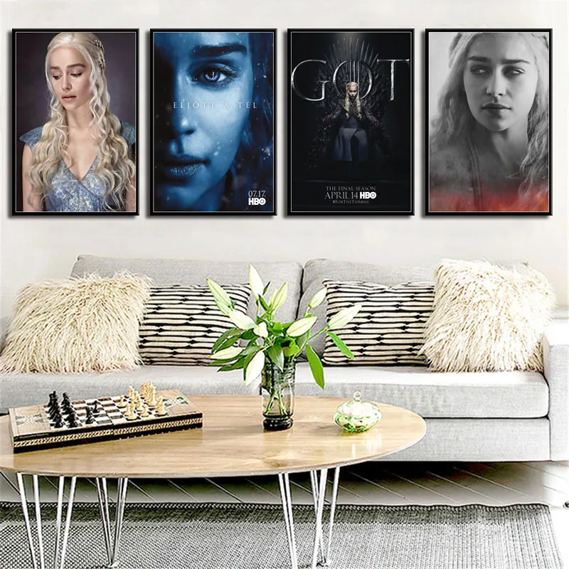 

P351 Game of Thrones Emilia Clarke Actress Queen Daenerys Targaryen Art Painting Silk Canvas Poster Wall Home Decor