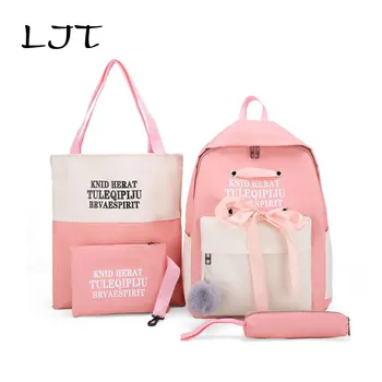 

LJT School Bag for Teenage Girls High School Students Large Capacity Waterproof Backpack Campus Cute Women Rucksack Moclila