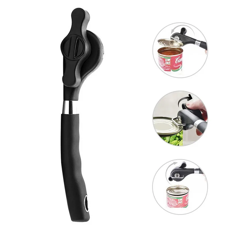 Professional Black Side Can Opener Tin Openers Stainless Steel Cutting