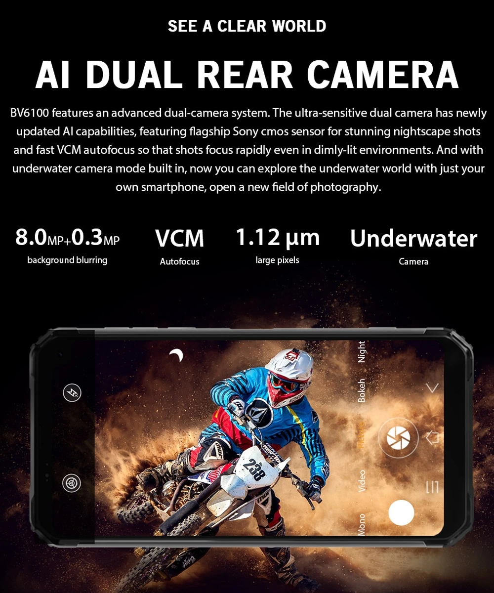  Blackview BV6100 IP68 Waterproof smartphone 3GB+16GB 6.8