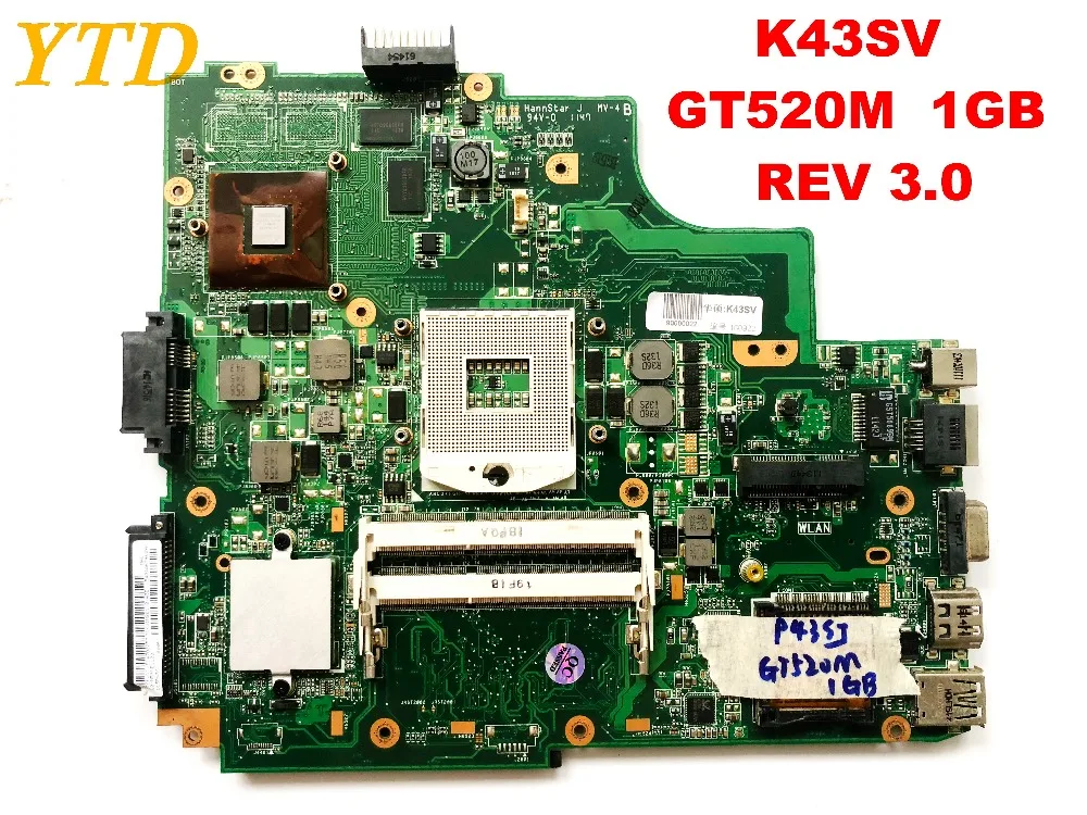 Оригинальная материнская плата для ноутбука ASUS K43SV K43SV REV 3,0 GT520M 1GB протестирована хорошая разъемы