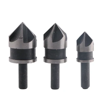 

3pcs Woodworking HCS 5-Flute 90 Degree Wood Chamfering Countersink Drill Bit Set