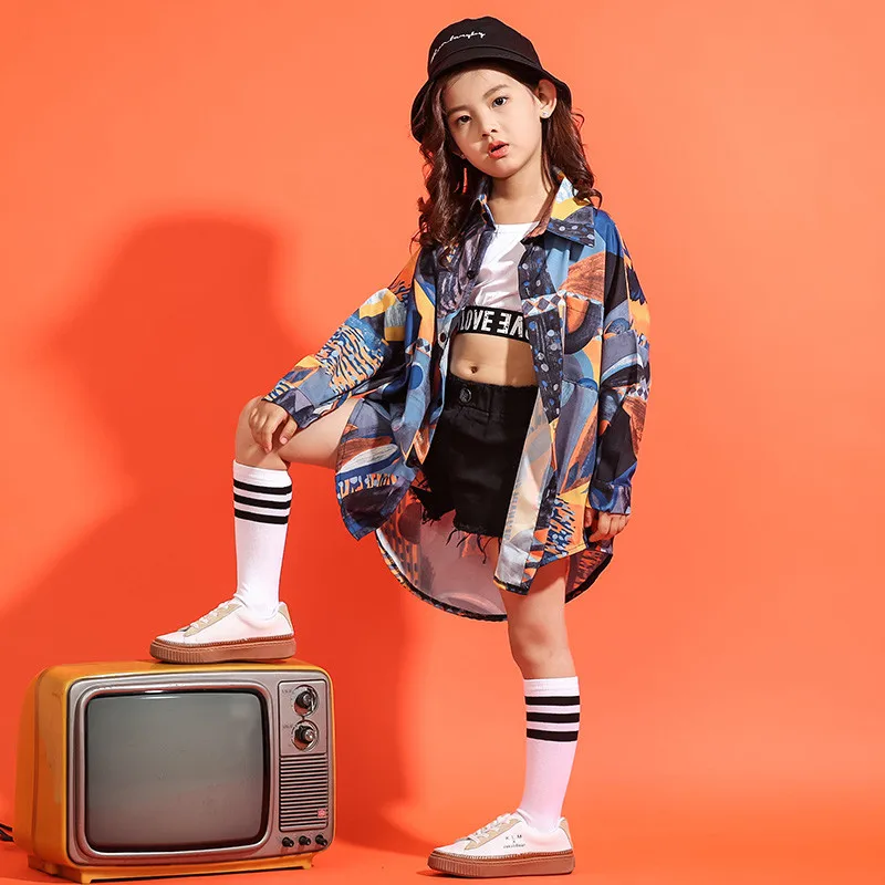 Long Sleeve New Pattern Girl Sir Hip-hop Dance Clothing Children JAZZ Korean Multi Color Suit Show Autumn Spring Clothes 180 T (13)