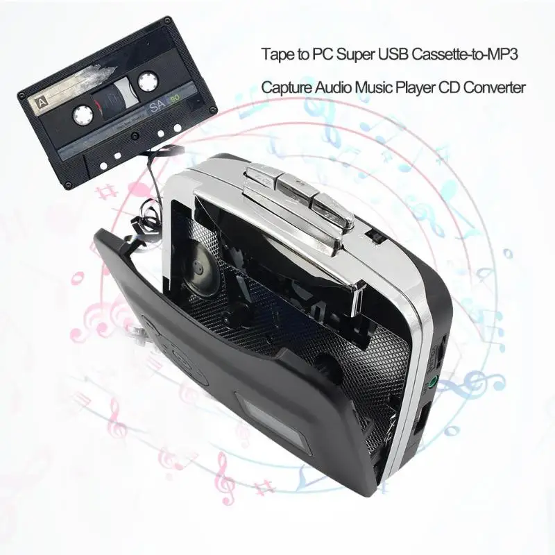 Кассетный usb-плеер кассетный плеер к ПК Кассетный usb-плеер в MP3 CD цифровой аудио музыкальный плеер конвертер ленты в MP3 записывающее устройство