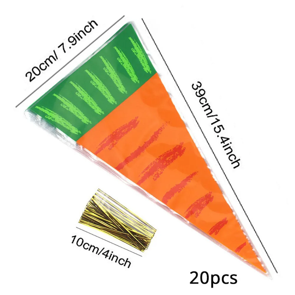 20 шт. Пасхальный мешок конфет моркови декорированные кролики Подарочный пакет конфеты конусы транспонтант пластиковый мешок Дети День рождения украшения