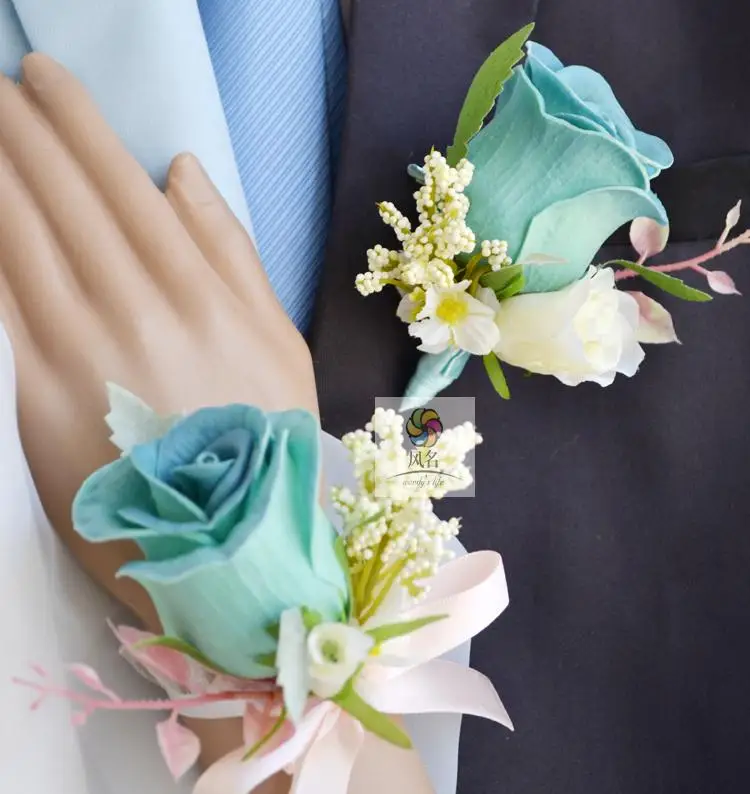 Handmad Wedding Groom Boutonniere Bride Bridesmaid Hand Wrist Flower