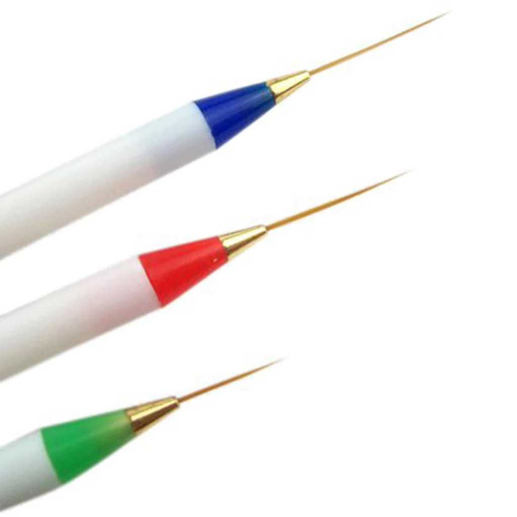 Kesoto 3 Nail Art Brush Acrylic Drawing Striping Dotting Painting Design UV Gel Pen Fashionable Charms For Nails Art Decorations