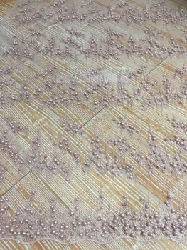 

Latest sat-42080 African Lace Fabric beaded Nigerian Lace Fabric For Wedding