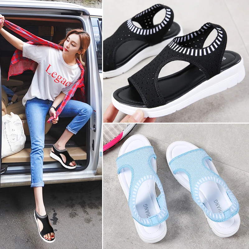 Women Sandals 2019 Female Shoes Woman Summer Wedge Sandals Comfort Women Shoes Slip-on Flat Sandals Women Sandalias Plus Size 45