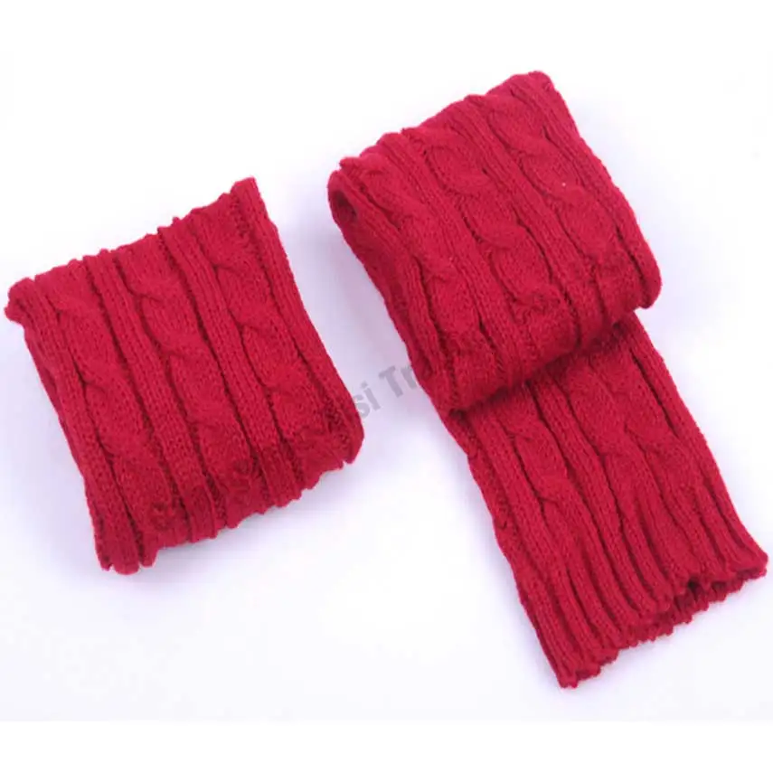 Модные новые вязаные гетры, теплые гетры, женские витые носки для обуви 40 см, повседневный дизайн, красный цвет - Цвет: Red