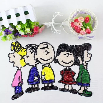 

New Arrival Animated Cartoon Characters Doll Sequined Patch for Clothes DIY Sequins Embroidery Appliques Large Sewing Patchwork