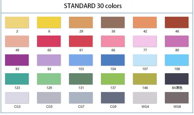200 цветов, набор художественных маркеров с двумя наконечниками, манга для рисования, маслянистые маркеры, ручки для анимации/одежды/продукта/ландшафтного дизайна, товары для рукоделия - Цвет: standard 30 colors