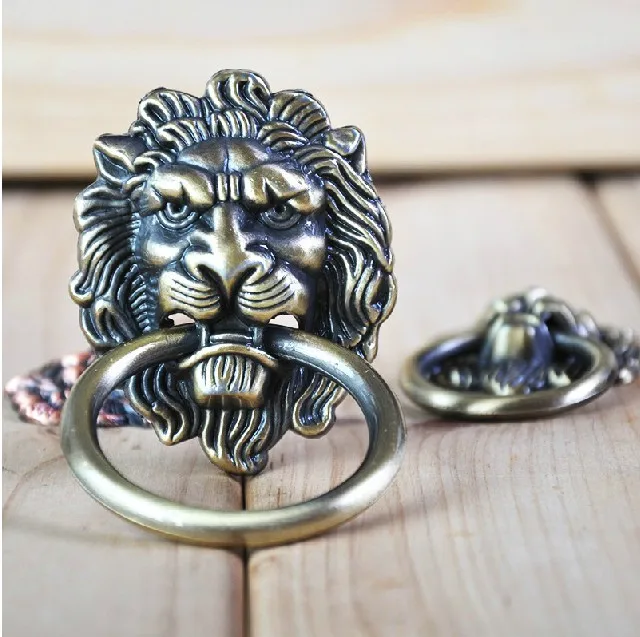 10 шт./лот, ручка для кухонного шкафа с головой льва и выдвижной ящик(размеры: 67 мм* 42 мм, диаметр кольца: 40 мм