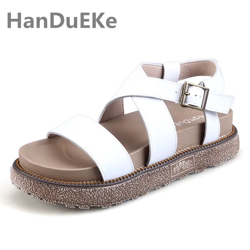 

Fashion Summer Women's Shoes 2019 New Genuine Leather Platform Sandals Big Size 34-43 Casual Womens Sandals For Beach Holidays