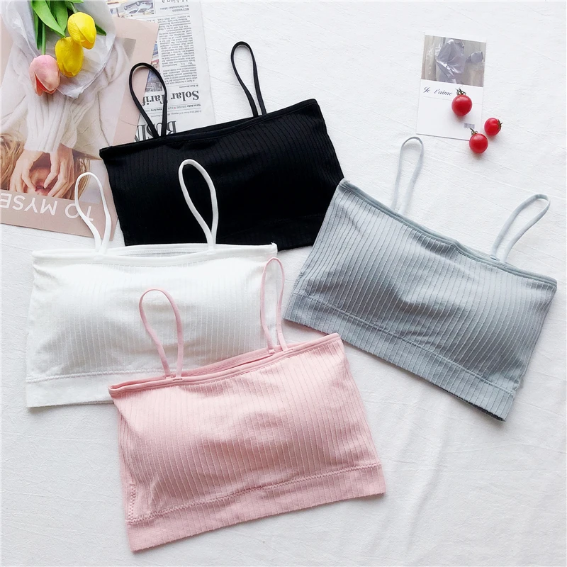 

Summer Sexy Female Crop Tops Cotton Women Sleeveless Straps Tank Top Solid Fitness Lady Camis Casual White Black Top