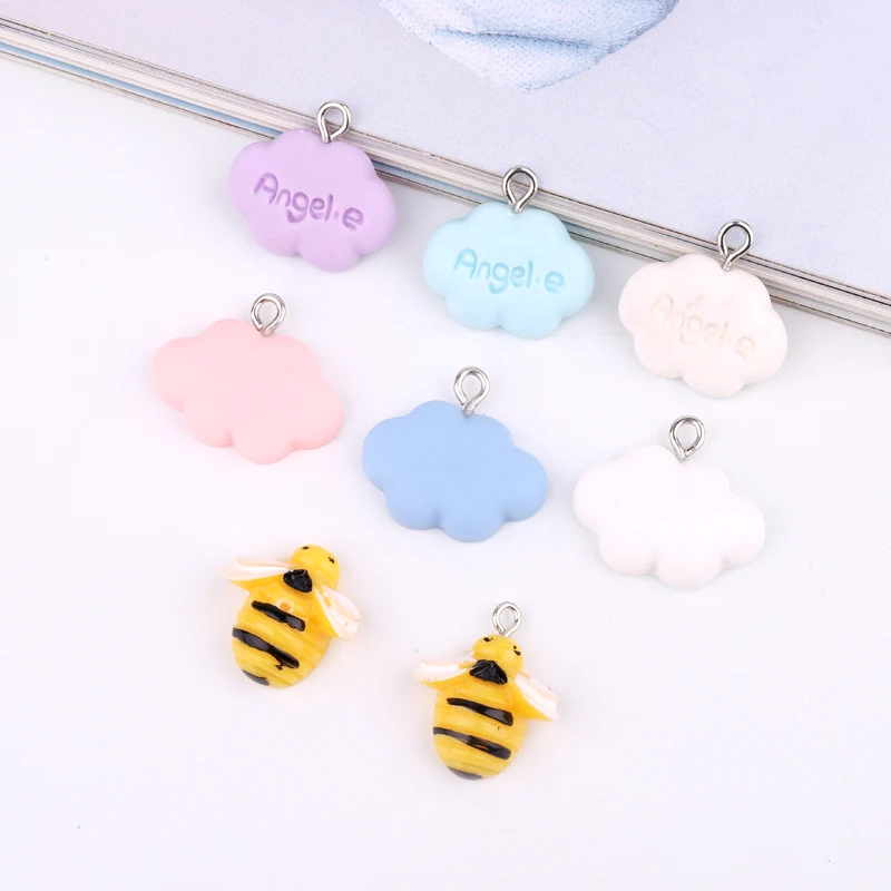 10 шт. Kawaii облако пчела украшения из смолы милые Подвески Diy серьги ожерелье