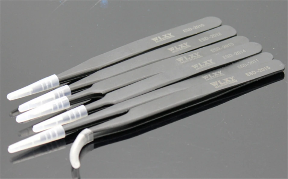 

6pcs/LOT BGA Precision ESD Tweezers Set, Super hard steel anti-static tweezers Repair Tool Soldering Station Welding Assist