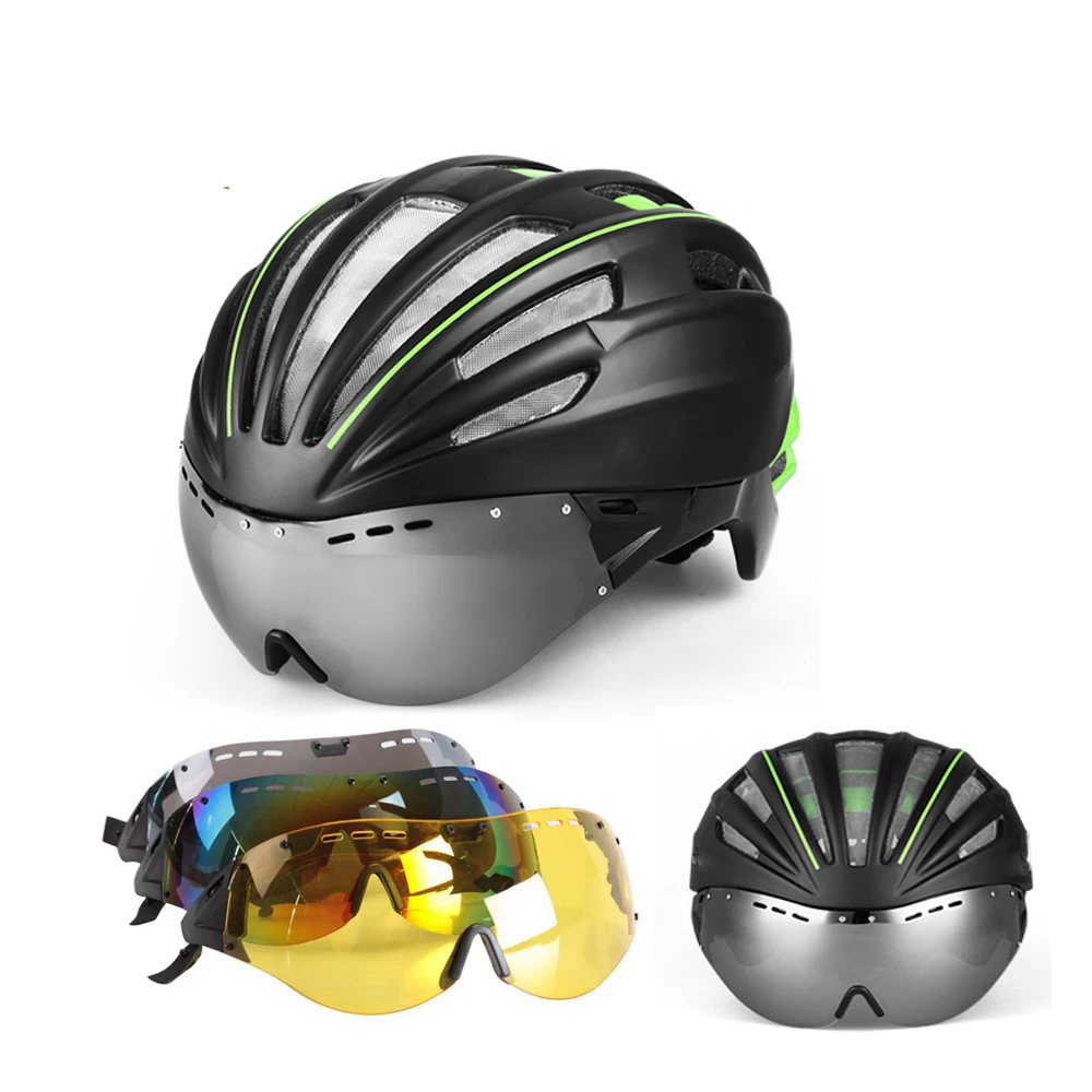 Dreetino Goggles Cycling Helmet Insect Net Bicycle Helmet With Lens