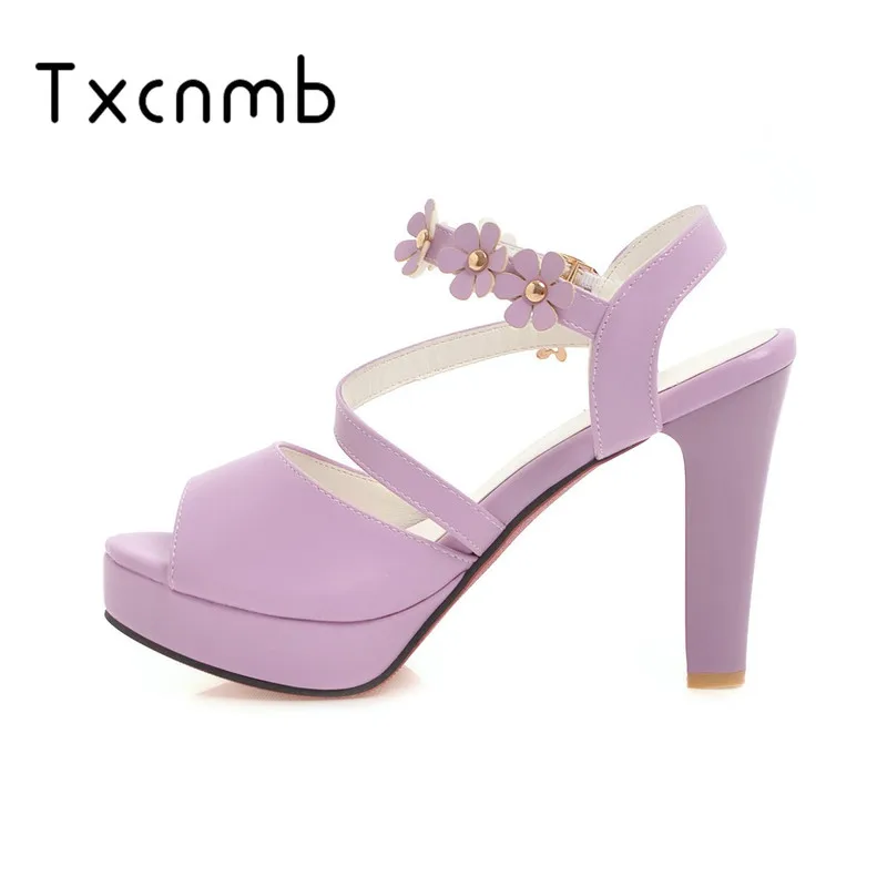 TXCNMB shoes woman 2019 High quality women sandals simple platform shoes summer ladies sandals thick high heels shoes wedding