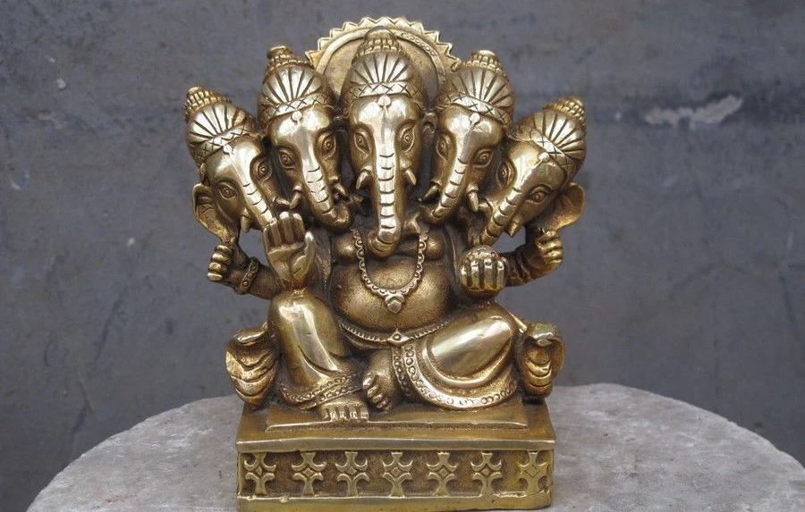 

Tibet Buddhism Brass Copper Ganapati Ganesh Lord Ganesha Mammon Buddha Statue
