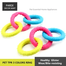 TPR eco-friendly pet toy Rubber 3 colors rings bite molar relax pet toy molar toy bite resistance 1pc/lot