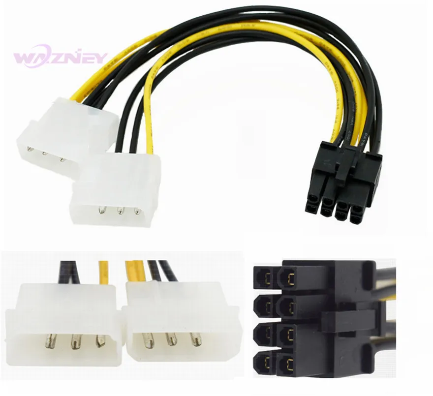 300 шт./лот 2 двойные 4 контактные разъемы Molex IDE штекер на 8 контактный разъем PCI E Y