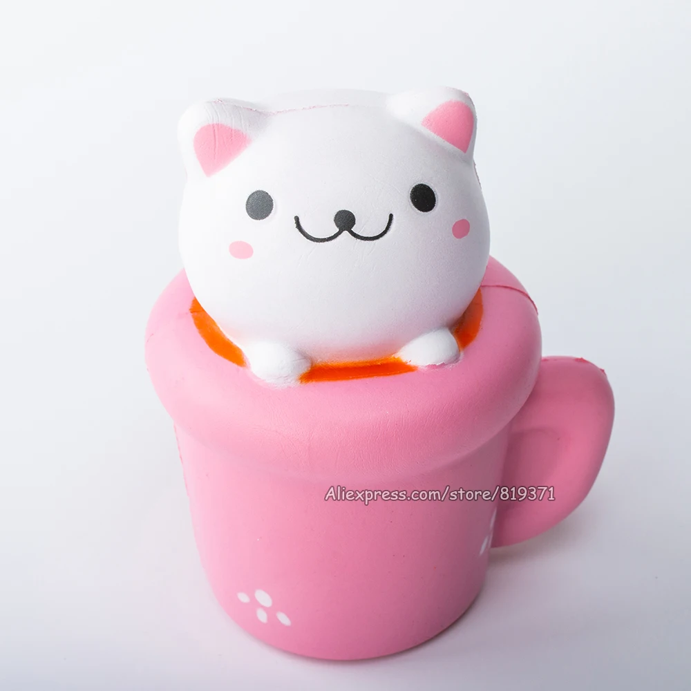 

Jumbo Cute Emoji Face Cat Animal Coffee Cup Squishy Slow Rising Soft Squeeze Scented Bread Cake Kid Fun Toys Gift For Children