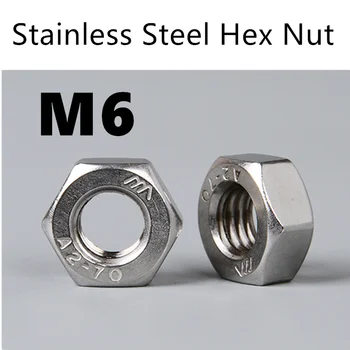 

Free Shipping 200pcs/Lot Metric Thread DIN934 M6 304 Stainless Steel Hex Nut Hexagonal Nut Screw Nut A2-70