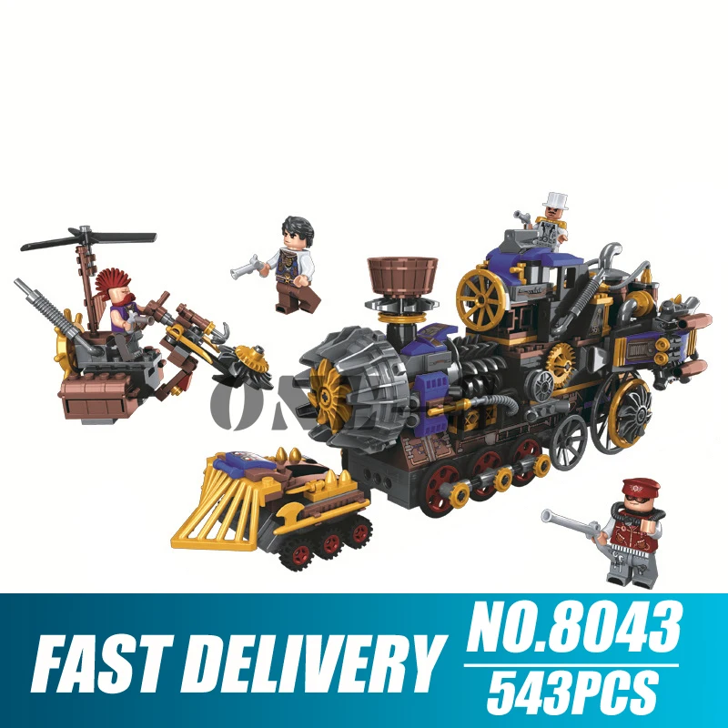 Строительные блоки 8043 совместимые с LEGO эпоха парогенератора военный поезд