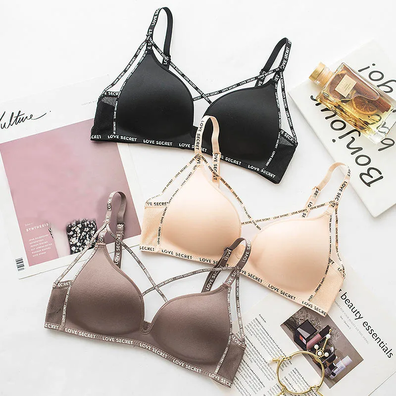 

Roseheart Women Fashion Black Skin Bralette Wireless Push Up Seamless One-Piece Bras Cotton Cup A B Padded Active Bra Underwear