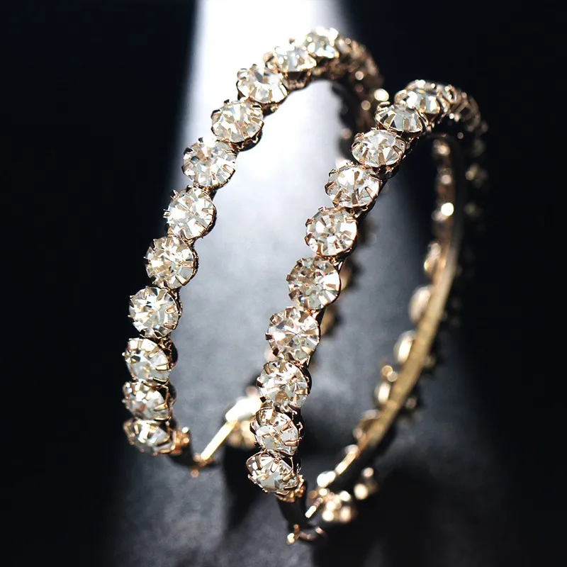 Oversized rhinestone hoop earrings Clearance