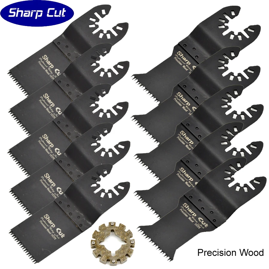 10pcs Mixed Pack SK5 Oscillating Multi Tool Saw Blade Kit with Adapter