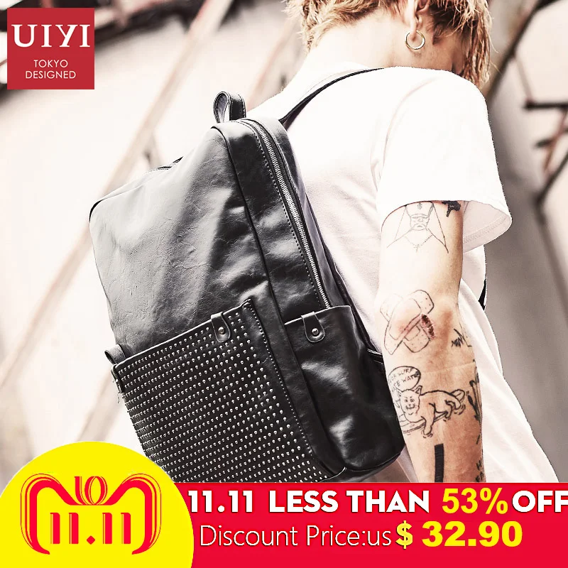 

UIYI Male Backpacks Waterproof Backpack Quality PU Leather bag Travel Backpack Casual Bag for Men Fashion Backpack for Teenager
